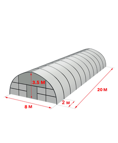 Теплиця 8 на 20 м із оцинкованої сталі Одинарна плівка