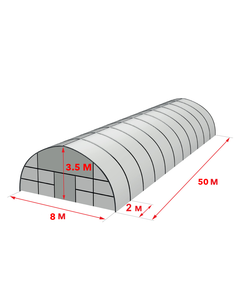 Теплиця 8 на 50 м із оцинкованої сталі Подвійна плівка