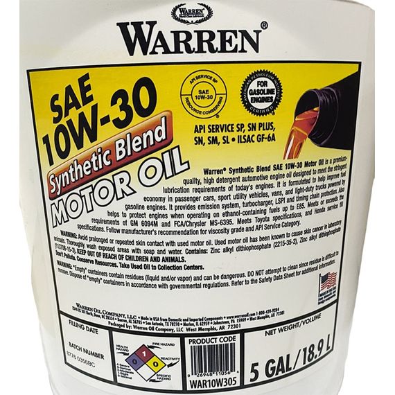 Масло моторное Warren Synthetic blend 10W-30