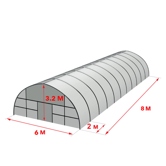 Теплиця 6 на 8 м із оцинкованої Одинарна плівка